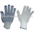 Un lado PVC punteado guantes tejidos de muñeca de punto